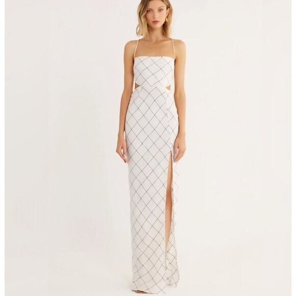 New Rumer The Label - M -  Quinn Bias Cut Out Maxi Dress In Ivory $299 - Picture 5 of 12